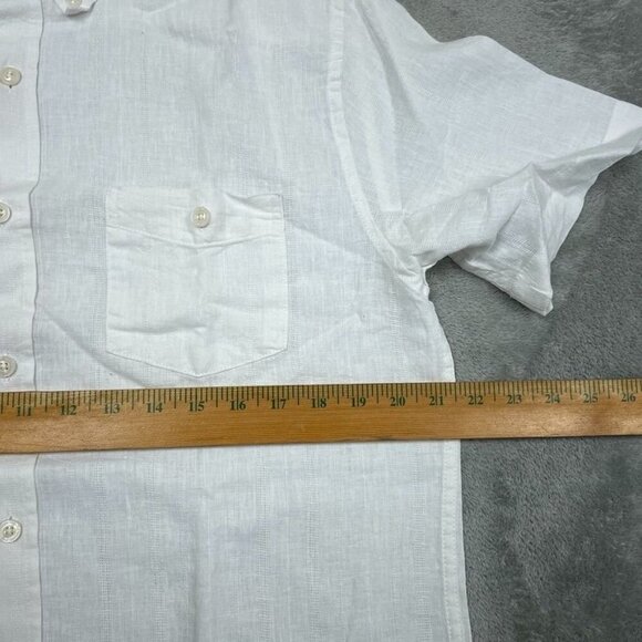 Weatherproof Vintage White Linen-Blend Short Sleeve Shirt Medium a0928 - Picture 4 of 7